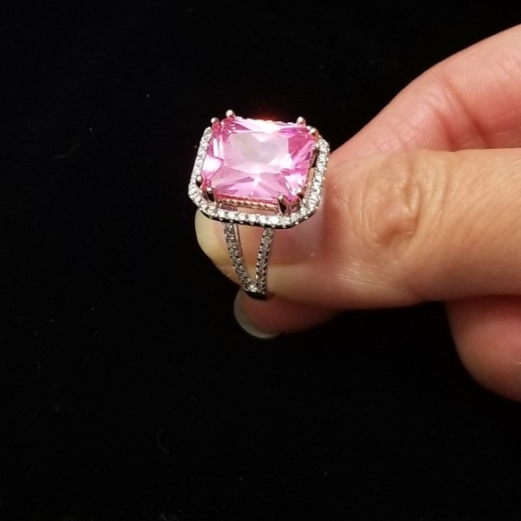 🔥LAST 1🔥NEW PRINCESS CUT SIMULATED PINK SPINEL RING - Picture 7 of 12